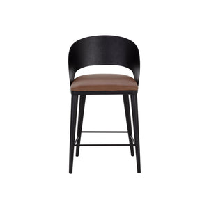 Dezirae Counter Stool - Black - Cognac Leather