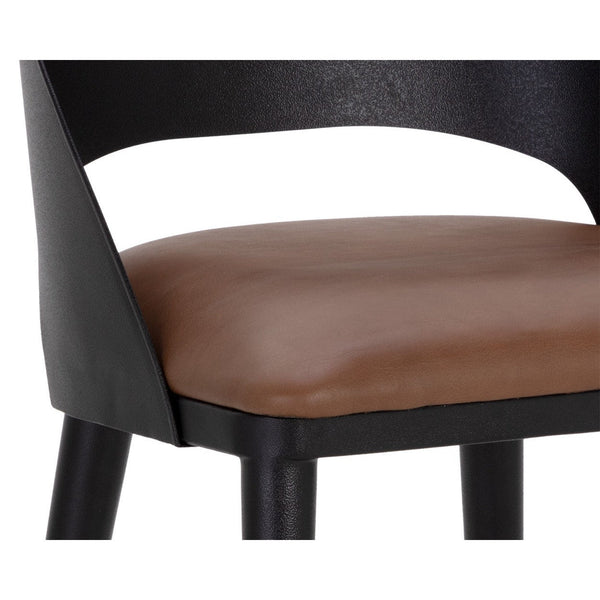 Dezirae Counter Stool - Black - Cognac Leather
