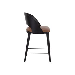Dezirae Counter Stool - Black - Cognac Leather