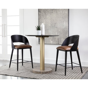 Dezirae Counter Stool - Black - Cognac Leather