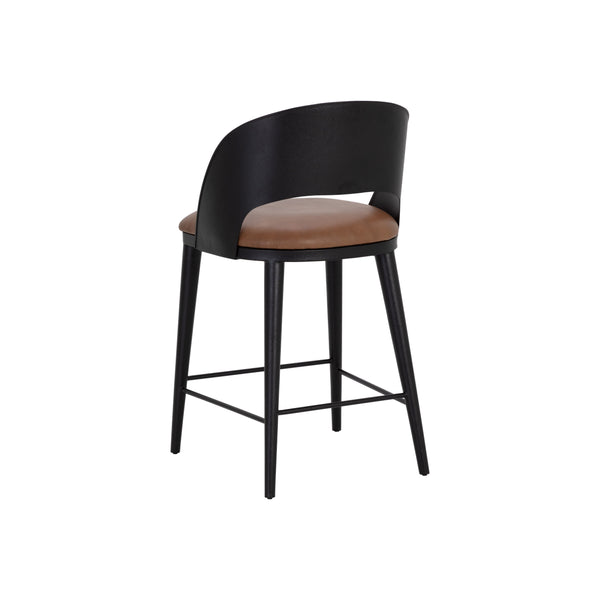 Dezirae Counter Stool - Black - Cognac Leather