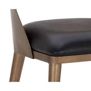 Dezirae Dining Chair - Antique Brass - Charcoal Black Leather