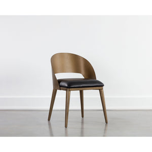 Dezirae Dining Chair - Antique Brass - Charcoal Black Leather