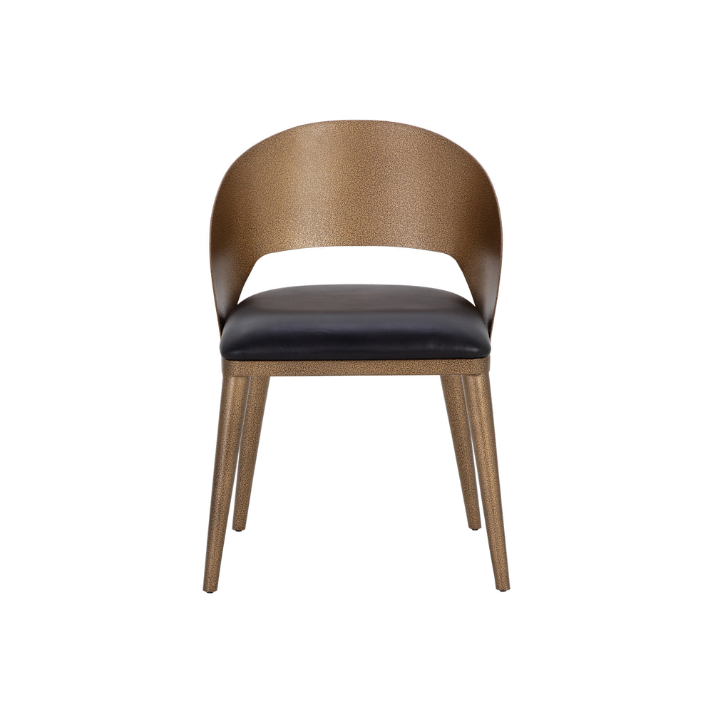 Dezirae Dining Chair - Antique Brass - Charcoal Black Leather