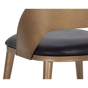Dezirae Dining Chair - Antique Brass - Charcoal Black Leather