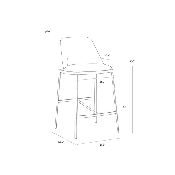 Dover Counter Stool - Bravo Portabella / Sparrow Grey