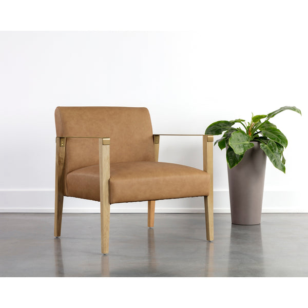 Earl Lounge Chair - Rustic Oak - Ludlow Sesame Leather
