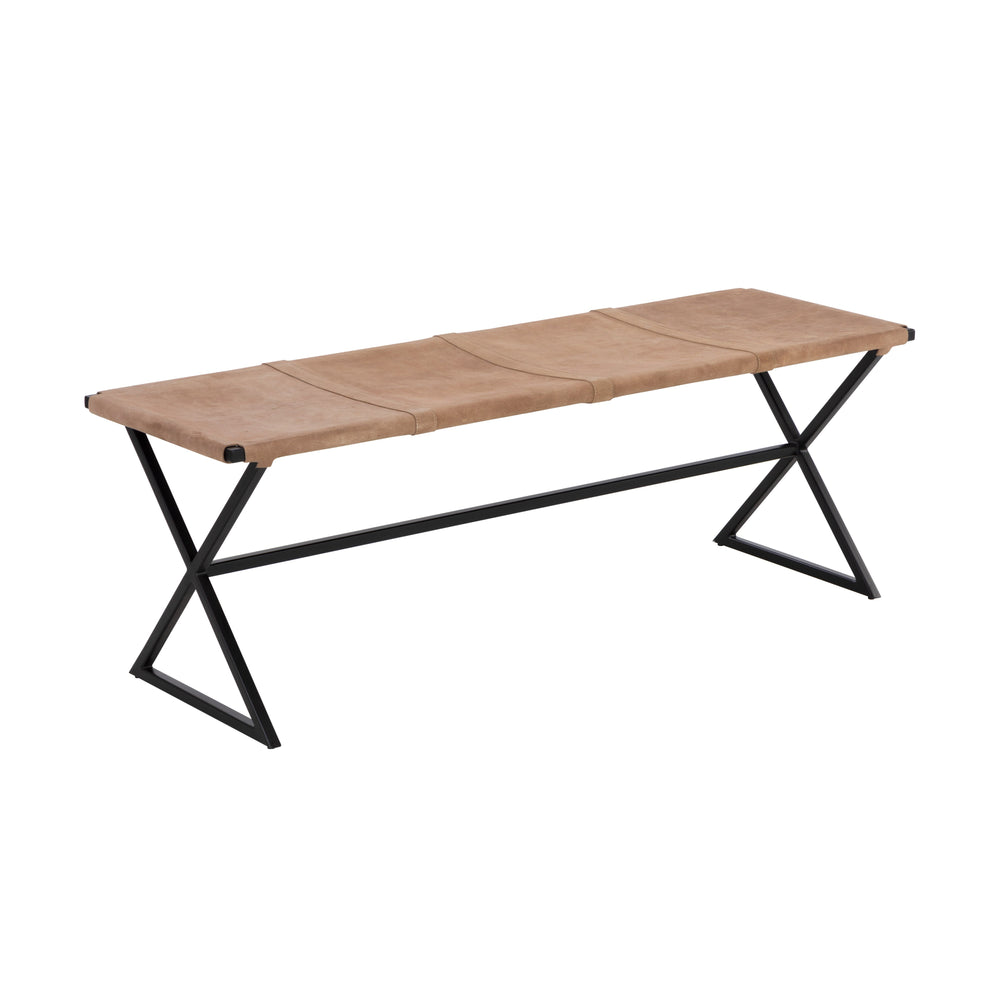 Elon Bench - Suede Light Tan Leather