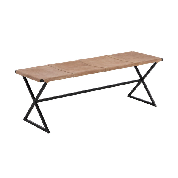 Elon Bench - Suede Light Tan Leather