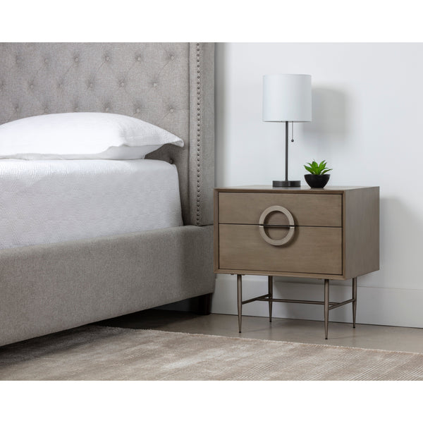 Emery Nightstand - Antique Silver - Ash Grey