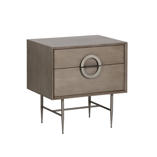 Emery Nightstand - Antique Silver - Ash Grey