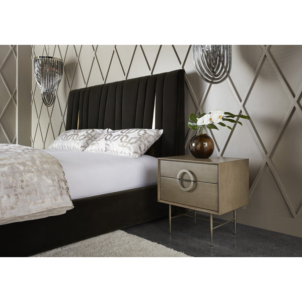 Emery Nightstand - Antique Silver - Ash Grey