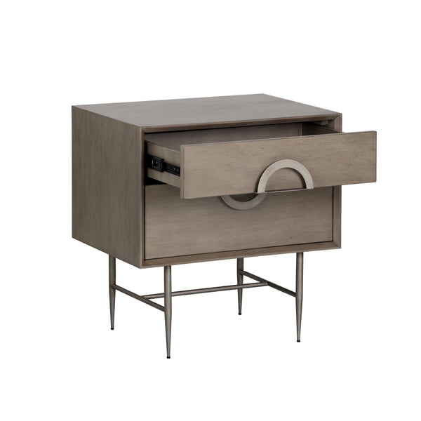 Emery Nightstand - Antique Silver - Ash Grey