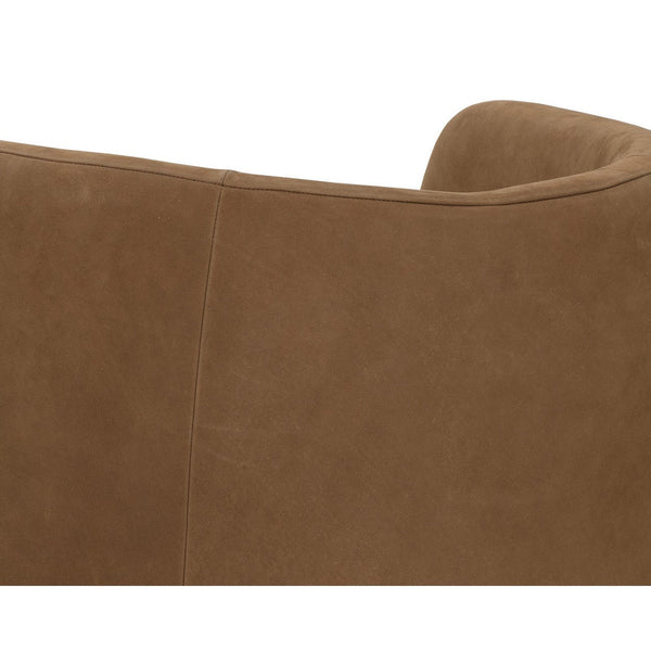 Emilie Swivel Lounge Chair - Nubuck Caramel Leather