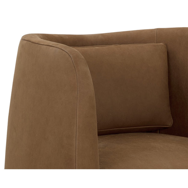 Emilie Swivel Lounge Chair - Nubuck Caramel Leather