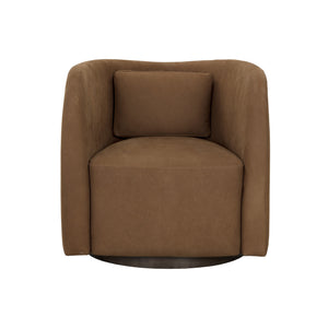 Emilie Swivel Lounge Chair - Nubuck Caramel Leather