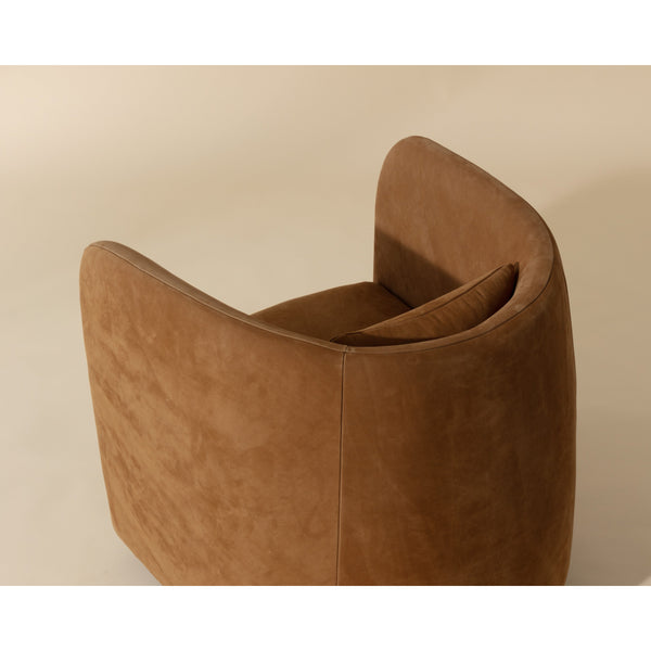 Emilie Swivel Lounge Chair - Nubuck Caramel Leather