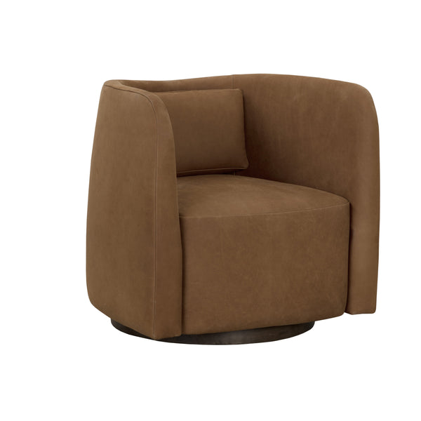 Emilie Swivel Lounge Chair - Nubuck Caramel Leather