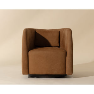 Emilie Swivel Lounge Chair - Nubuck Caramel Leather