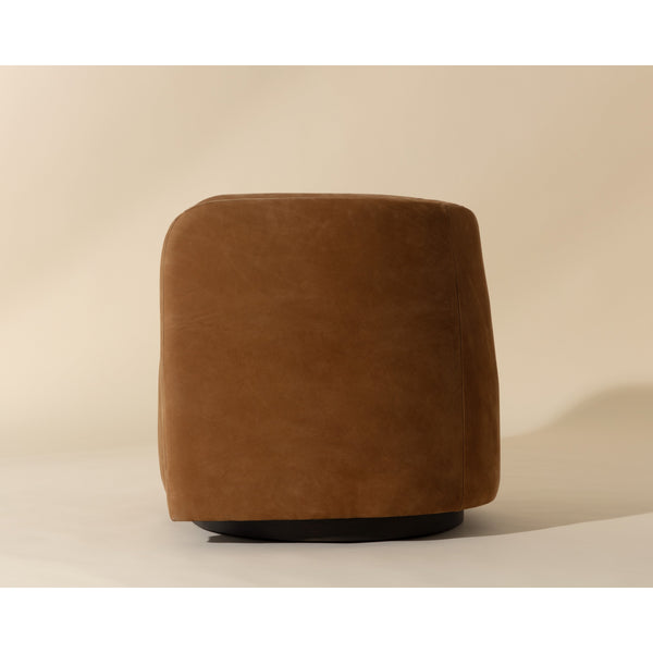 Emilie Swivel Lounge Chair - Nubuck Caramel Leather