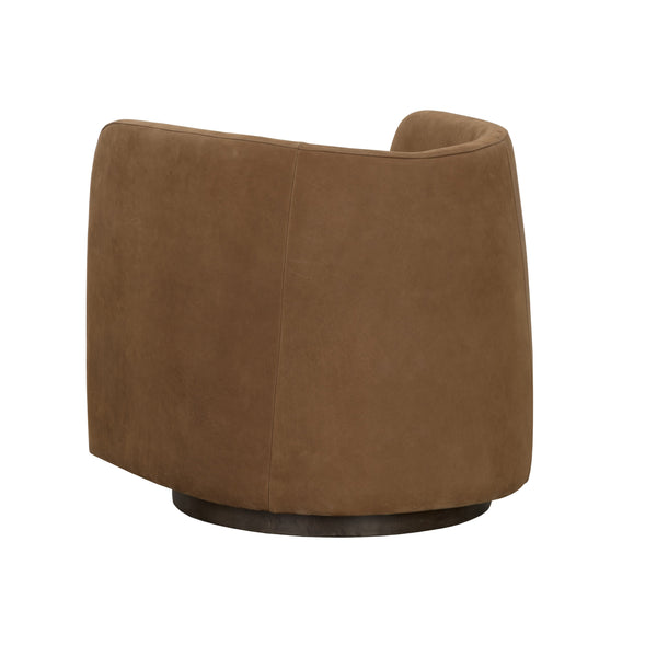 Emilie Swivel Lounge Chair - Nubuck Caramel Leather