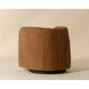 Emilie Swivel Lounge Chair - Nubuck Caramel Leather