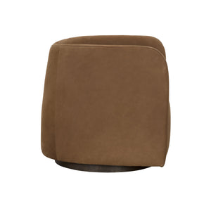 Emilie Swivel Lounge Chair - Nubuck Caramel Leather