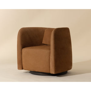 Emilie Swivel Lounge Chair - Nubuck Caramel Leather