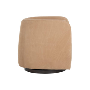 Emilie Swivel Lounge Chair - Nubuck Tan Leather