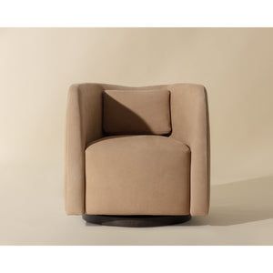 Emilie Swivel Lounge Chair - Nubuck Tan Leather