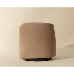 Emilie Swivel Lounge Chair - Nubuck Tan Leather