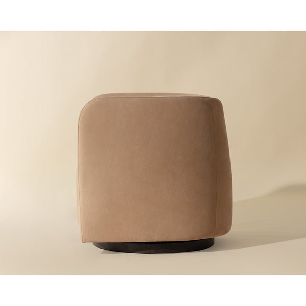 Emilie Swivel Lounge Chair - Nubuck Tan Leather
