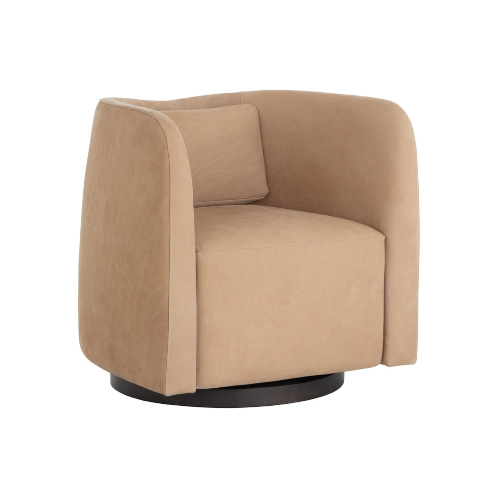 Emilie Swivel Lounge Chair - Nubuck Tan Leather