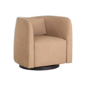 Emilie Swivel Lounge Chair - Nubuck Tan Leather
