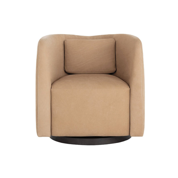 Emilie Swivel Lounge Chair - Nubuck Tan Leather