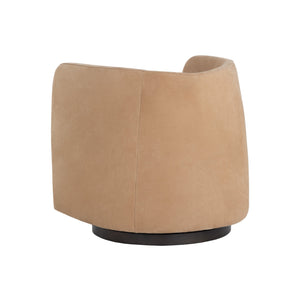 Emilie Swivel Lounge Chair - Nubuck Tan Leather