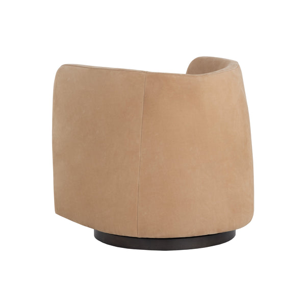 Emilie Swivel Lounge Chair - Nubuck Tan Leather