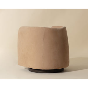 Emilie Swivel Lounge Chair - Nubuck Tan Leather