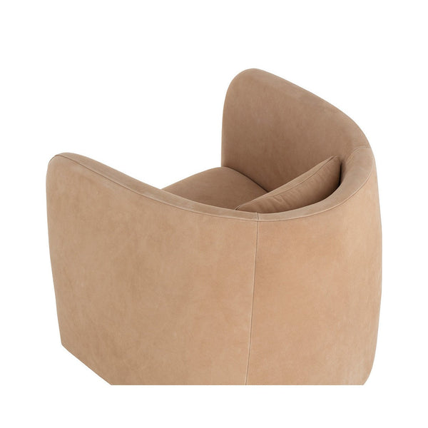 Emilie Swivel Lounge Chair - Nubuck Tan Leather