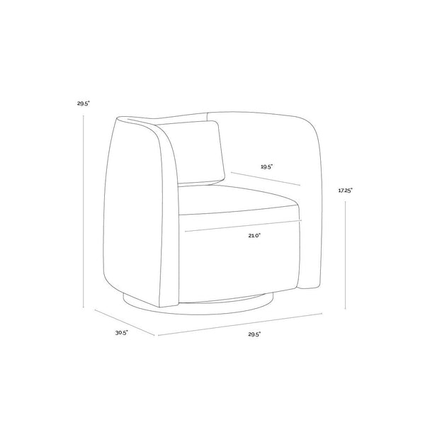 Emilie Swivel Lounge Chair - Nubuck Tan Leather