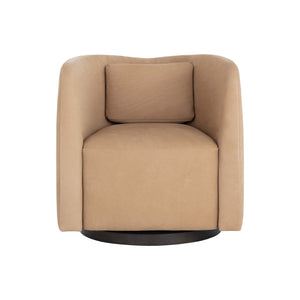 Emilie Swivel Lounge Chair - Nubuck Tan Leather