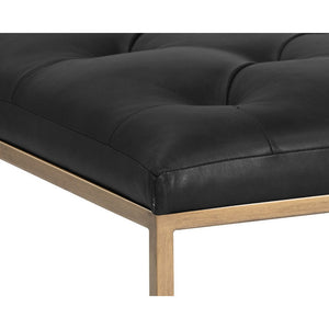 Endall Ottoman - Antique Brass - Vintage Black Night Leather