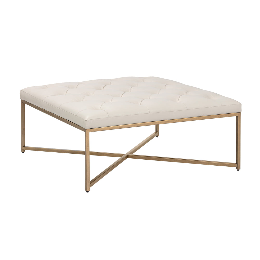 Endall Ottoman - Antique Brass - Vintage Vanilla Leather