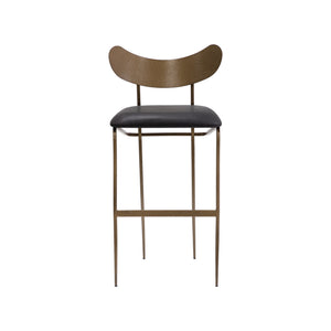 Gibbons Barstool - Antique Brass - Charcoal Black Leather