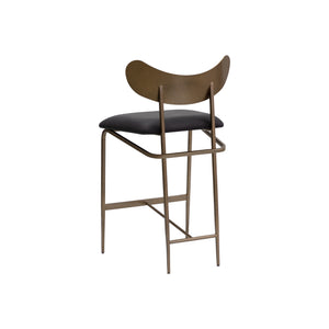Gibbons Counter Stool - Antique Brass - Charcoal Black Leather