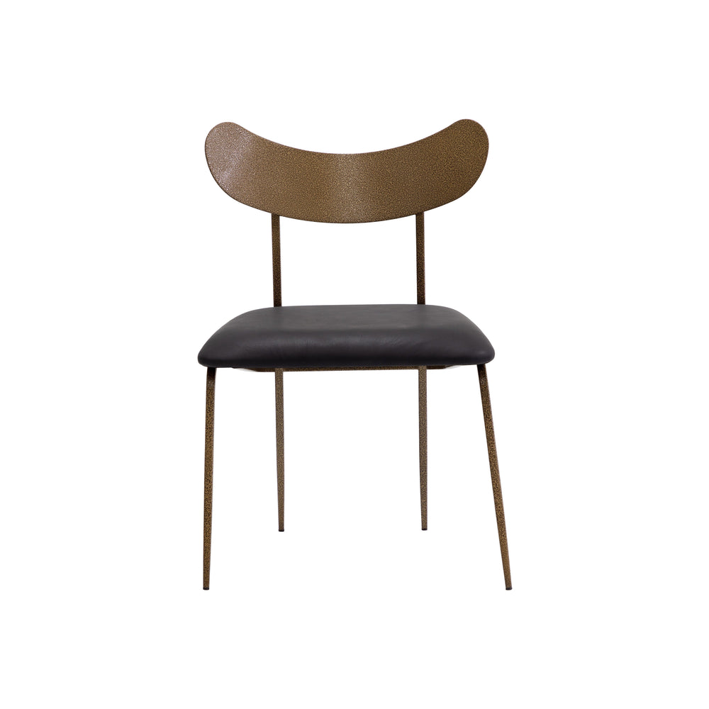 Gibbons Dining Chair - Antique Brass - Charcoal Black Leather