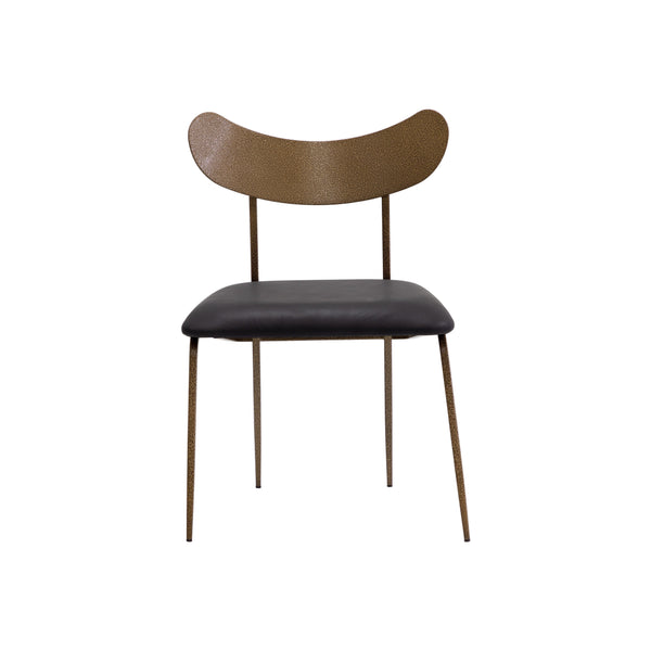 Gibbons Dining Chair - Antique Brass - Charcoal Black Leather
