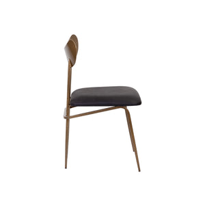 Gibbons Dining Chair - Antique Brass - Charcoal Black Leather