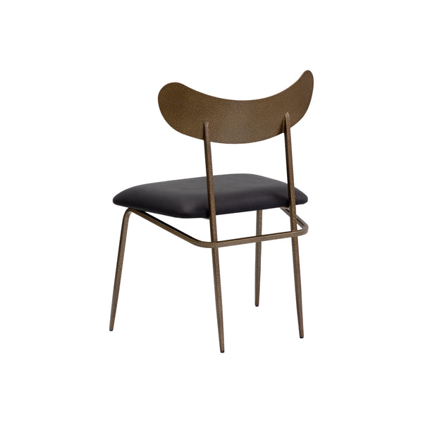 Gibbons Dining Chair - Antique Brass - Charcoal Black Leather