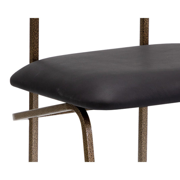 Gibbons Dining Chair - Antique Brass - Charcoal Black Leather
